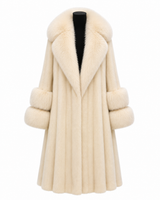 Archive & Vintage 44" Cream Mink Coat with Fox Collar
