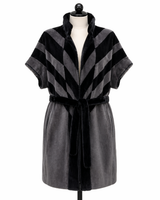 Dyed Sheared Mink & Cashmere Tunic – Black Dyed Pattern, 39"- Rindi