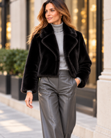 Maximilian 22" Sheared Mink Jacket with Notch Collar