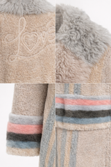 Archive & Vintage  41" Shearling Lamb Rap Coat with Mink Inserts & Culy Lamb Collar