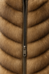 CHEVERON RUSSIAN SABLE VEST WITH ZIPPER