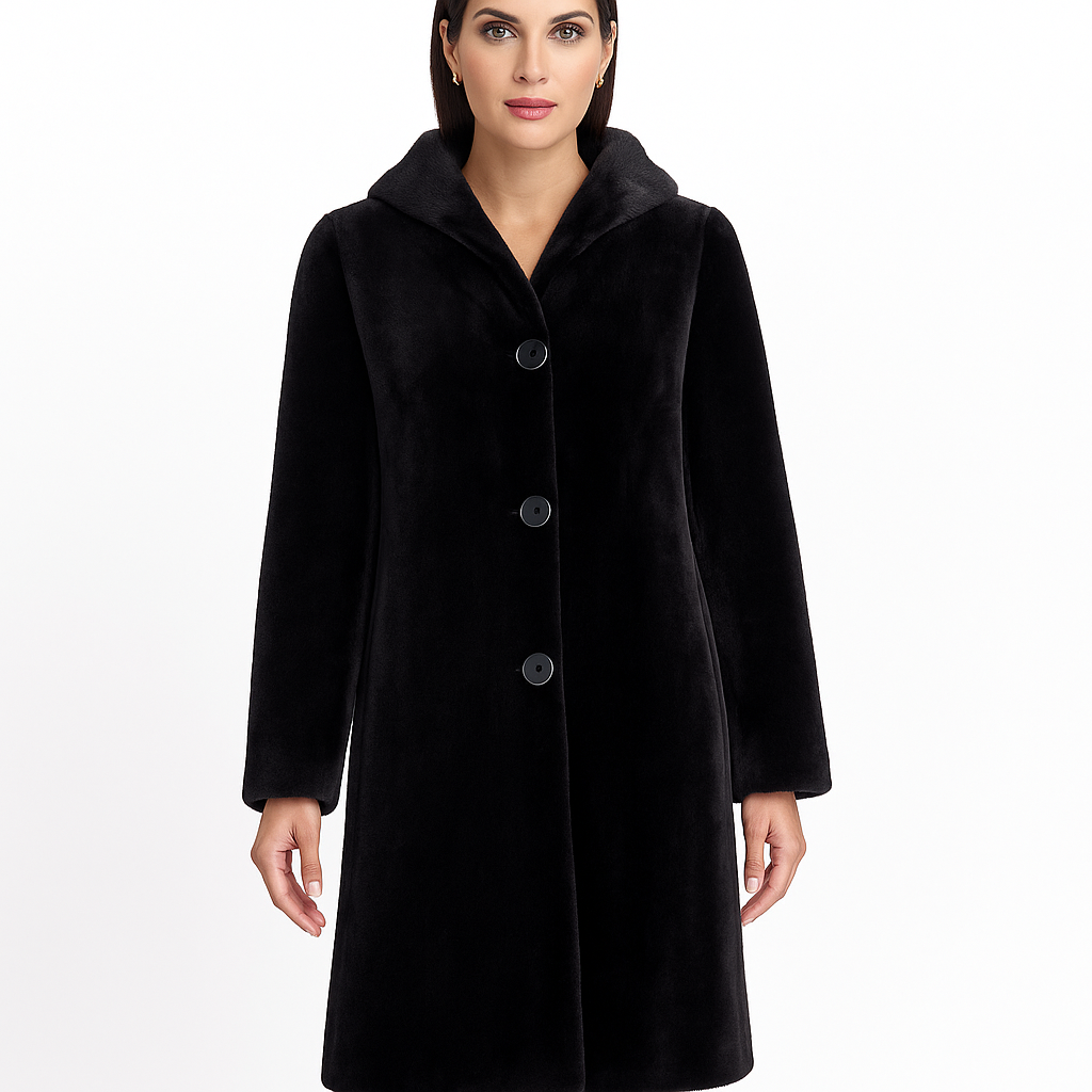 39" Dyed Sheared Mink Reversible Coat with Hood