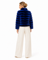 One-of-a-Kind 24" Blue Dyed Chinchilla Horizontal Jacket