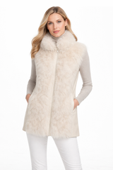 Luxury Cashmere Vest with Leather Side Panel- 28"