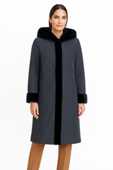 39" Dyed Sheared Mink Reversible Coat with Hood
