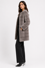 Sapphire dyed Mink Horizontal Jacket 33" Long