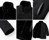 Maximilian 35" Men's Black Dyed Sheared Mink Reversible to Navy Wool Blend Coat
