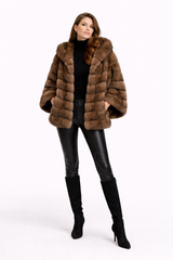 31” Tip-Dyed Barguzin Russian Sable Hooded Cape Jacket