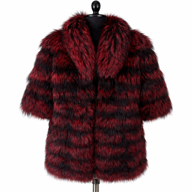 Archive & Vintage Red Dyed Silver Fox Tunic