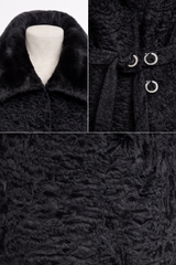 Archive & Vintage 40" Black dyed Swakara Lamb Coat with Mink Collar