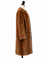 Archive & Vintage Designer 40" Animal Print Coat with Leather Trim