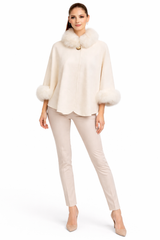 Cashmere Capelet with Fox Fur Collar and Cuffs