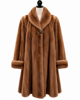 Archive & Vintage 39" Whiskey Dyed Mink Coat with Shawl Collar and Turnback Cuffs