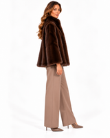 Maximilian 25" Demibuff Mink V-neck Jacket with Leather Belt