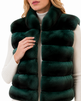Maximilian 19" Green Dyed Horizontal Chinchilla Vest