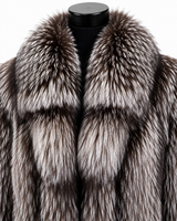 Archive & Vintage 50" Natural Silver Fox Coat with X-Cut Shawl Collar