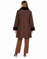 Maximilian 36" Reversible Dyed Sheared Mink Coat with Long Hair Mink Tuxedo and Cuffs