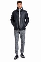 Men's Slim Fit Nappa Shearling Jacket-Maximilian