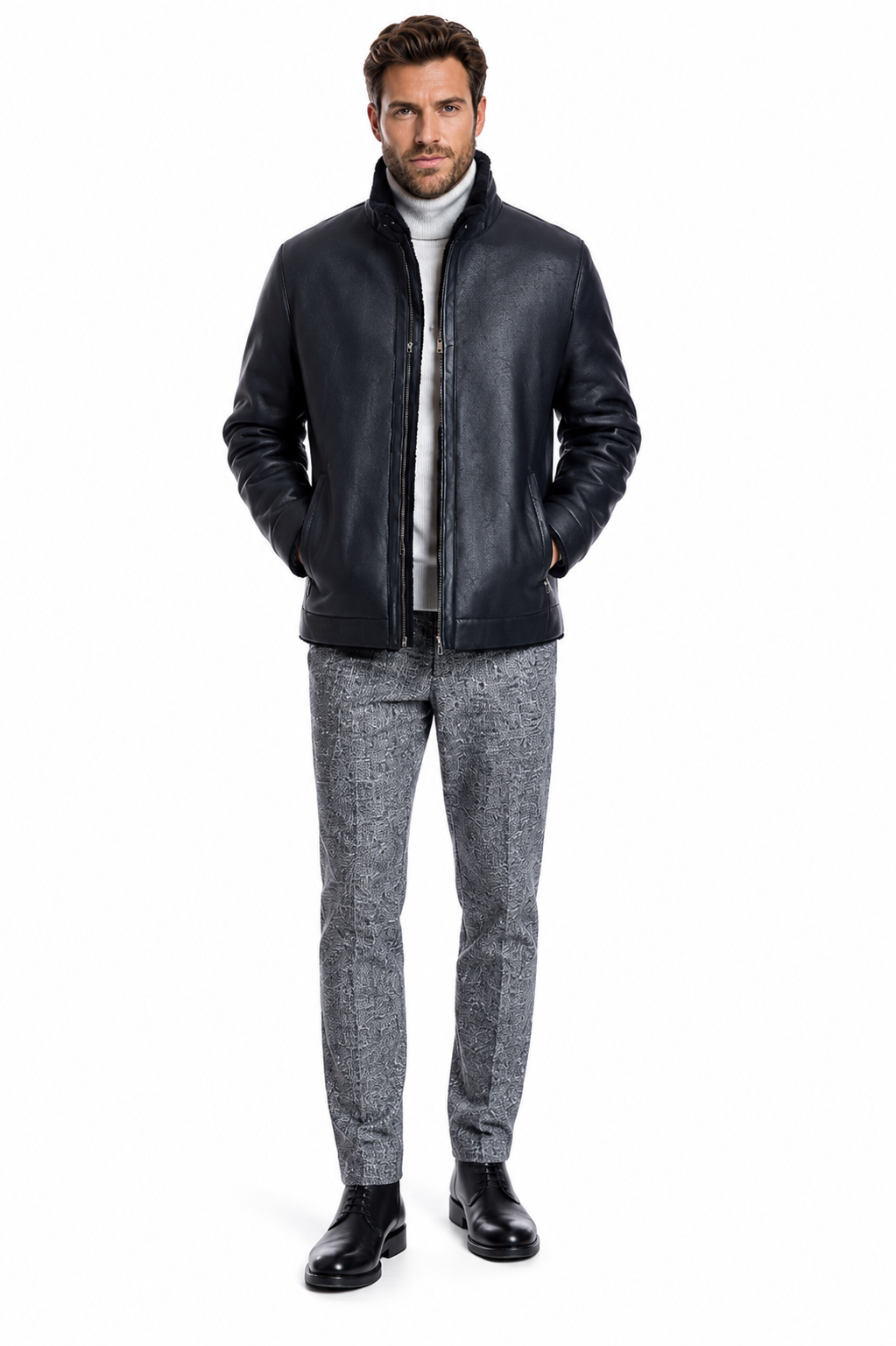 Men's Slim Fit Nappa Shearling Jacket-Maximilian