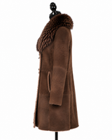 Archive & Vintage 35" Brown Antique Shearling Coat with Fox Collar