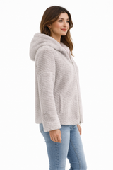 Sapphire Mink Hooded Jacket in Textured Finish | Maximilian