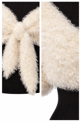 Archive & Vintage White Kalgan Lamb Shrug with Tie-Front Closure-12"