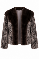 Maximilian One-of-a-Kind 24" Grey dyed Lamb & Mink Cardigan Jacket