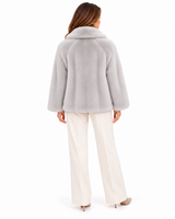 Maximilian 25"Light Grey Dyed Mink Jacket with Notch Collar