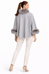 Cashmere Capelet with Fox Fur Collar and Cuffs