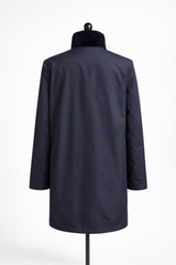 Archive & Vintage Reversible Navy Sheared Mink Coat with leather Inserts- 35"