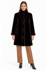 Maximilian 36" Reversible Dyed Sheared Mink Coat with Long Hair Mink Tuxedo and Cuffs