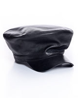 Made in Italy Black Lamb Leather Newsboy Hat-Maximilian