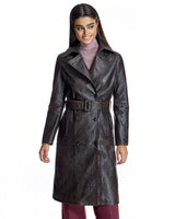 Maximilian Croc Stamped Leather Trench Coat- Maximilian