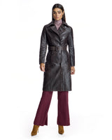Maximilian Croc Stamped Leather Trench Coat- Maximilian