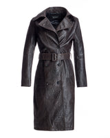 Maximilian Croc Stamped Leather Trench Coat- Maximilian