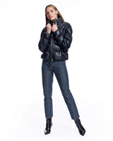 Horizontal Leather Down Puffer Jacket-Maximilian