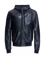 Men's Slim Fit Leather Hooded Jacket