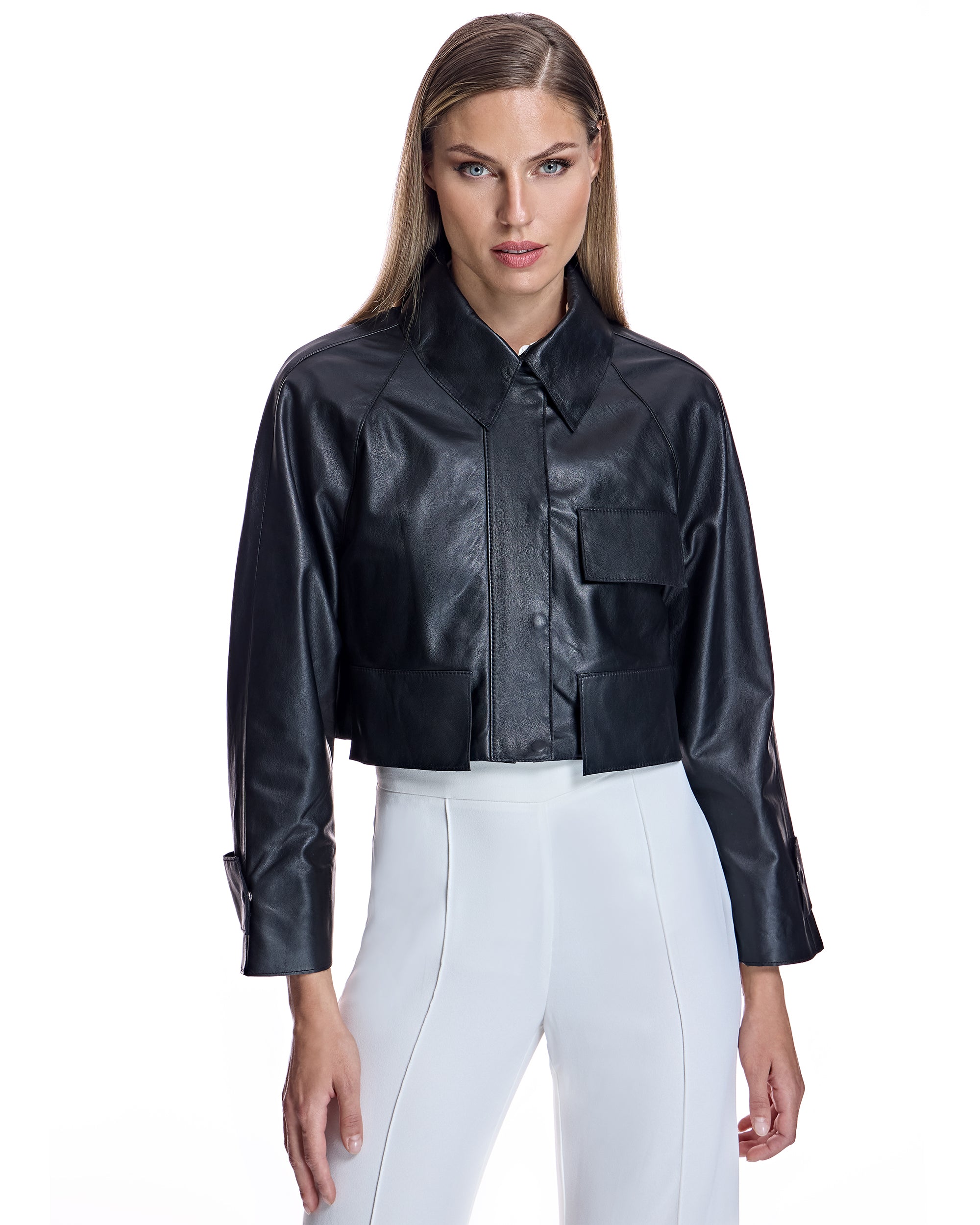 Cropped Leather Jacket- Maximilian