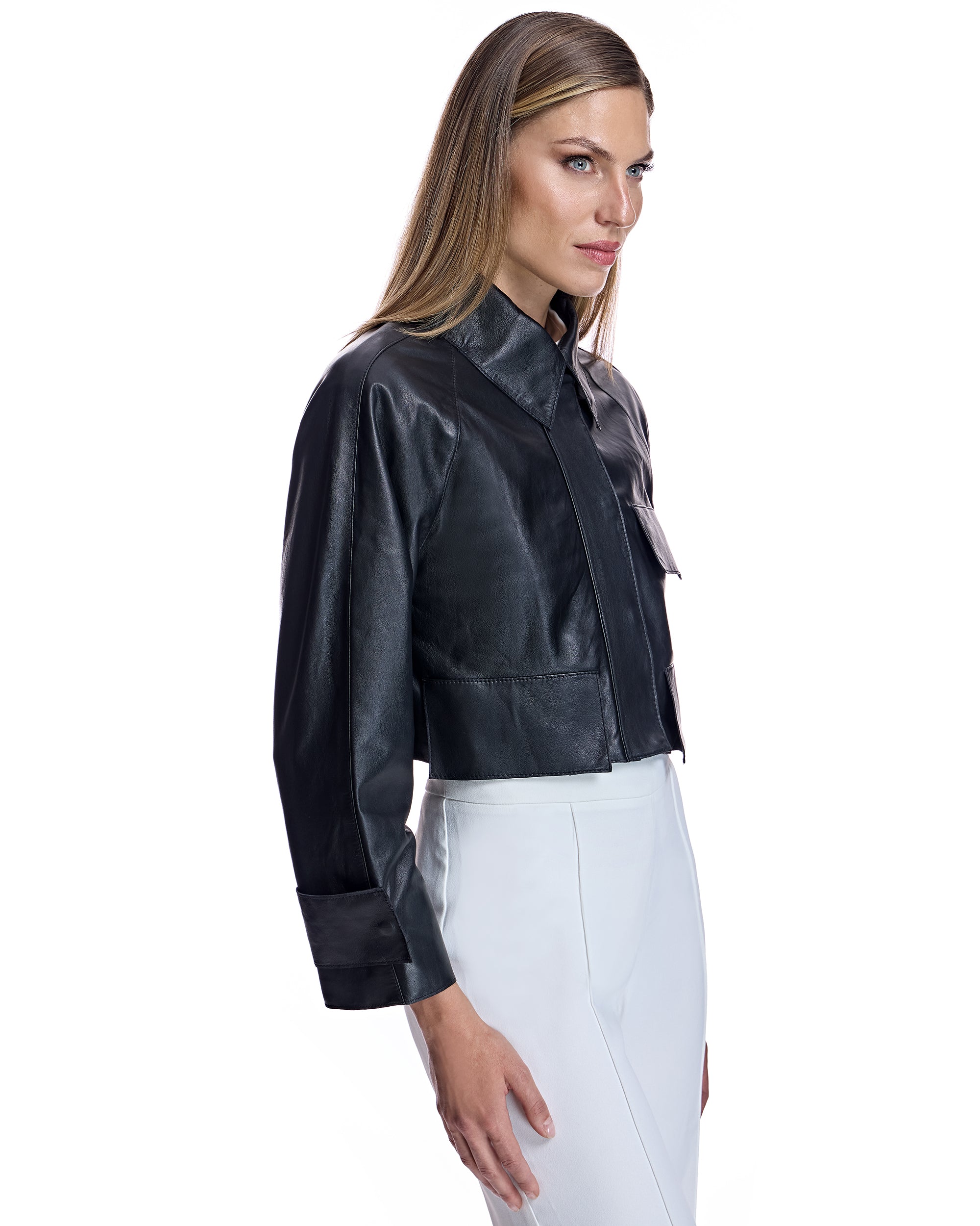 Cropped Leather Jacket- Maximilian