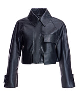Cropped Leather Utility Jacket- Maximilian
