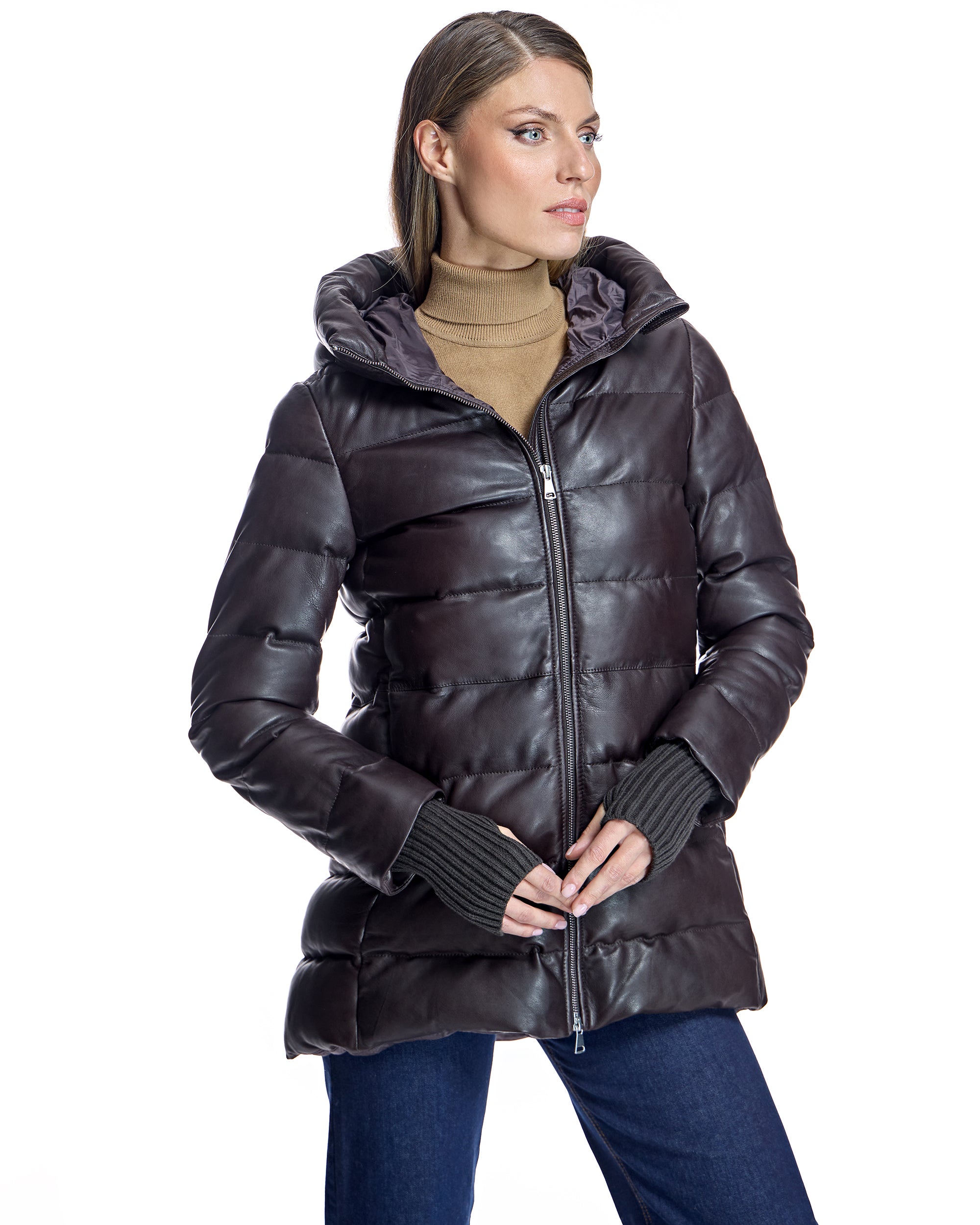 Down-filled Leather Jacket