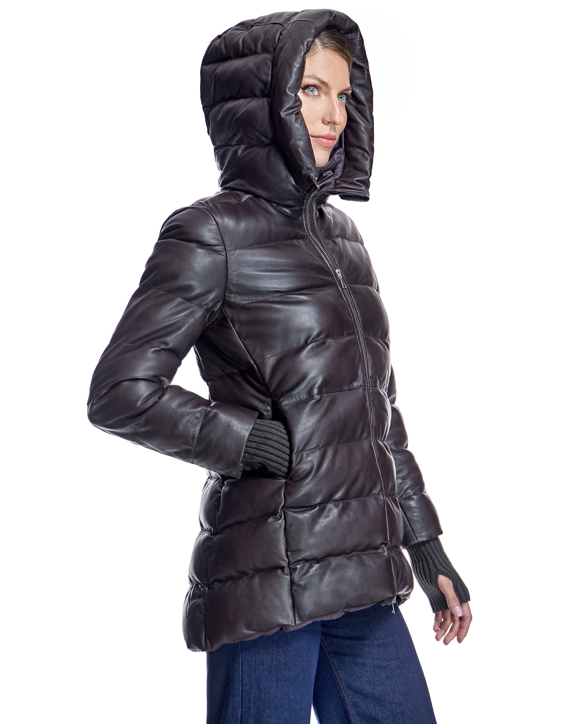 Down-filled Leather Jacket
