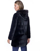 Sheared Mink Reversible Coat with Sable Trim-Maximilian