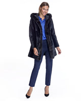 Sheared Mink Reversible Coat with Sable Trim-Maximilian