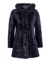 Sheared Mink Reversible Coat with Sable Trim-Maximilian