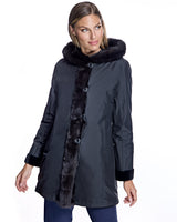 Sheared Mink Reversible Coat with Sable Trim-Maximilian