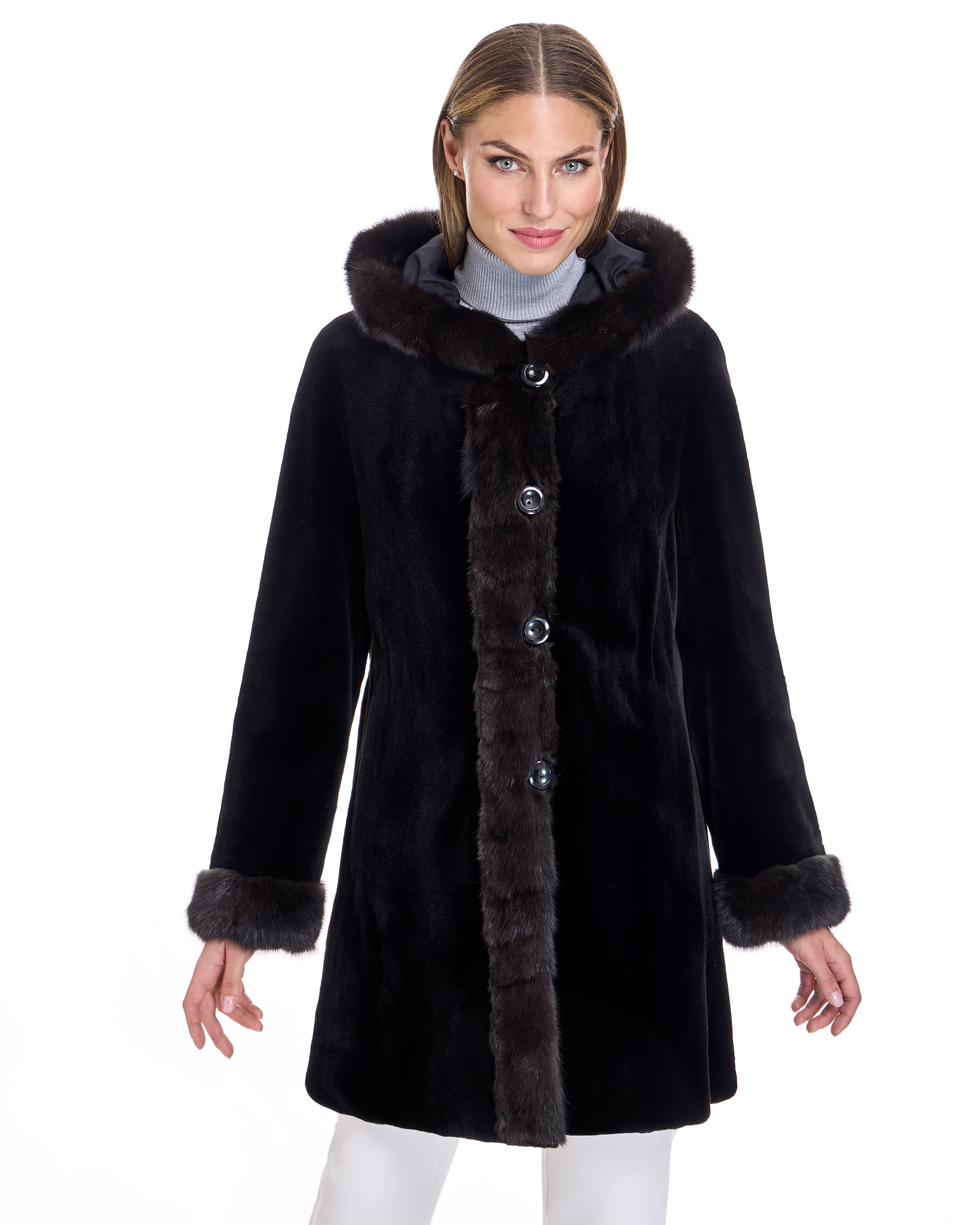 Reversible Sheared Mink & Sable Section Coat