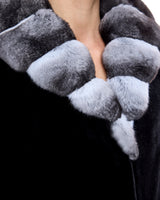 SHEARED MINK COAT WITH CHINCHILLA TRIM