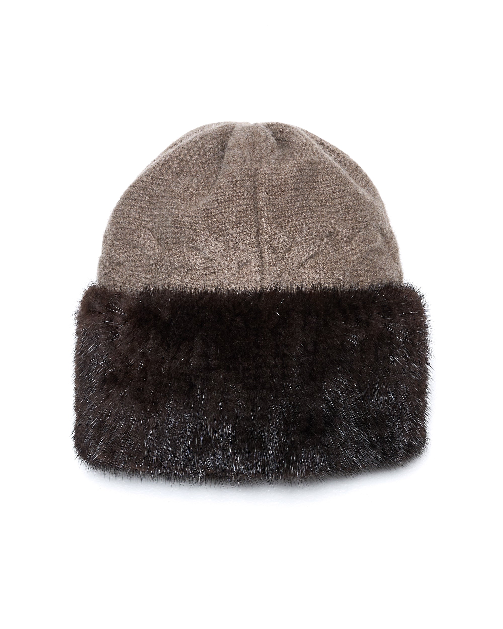 Wool Hat With Knitted Mink trim