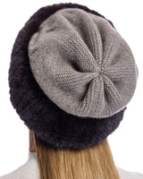 Wool Hat With Knitted Mink trim
